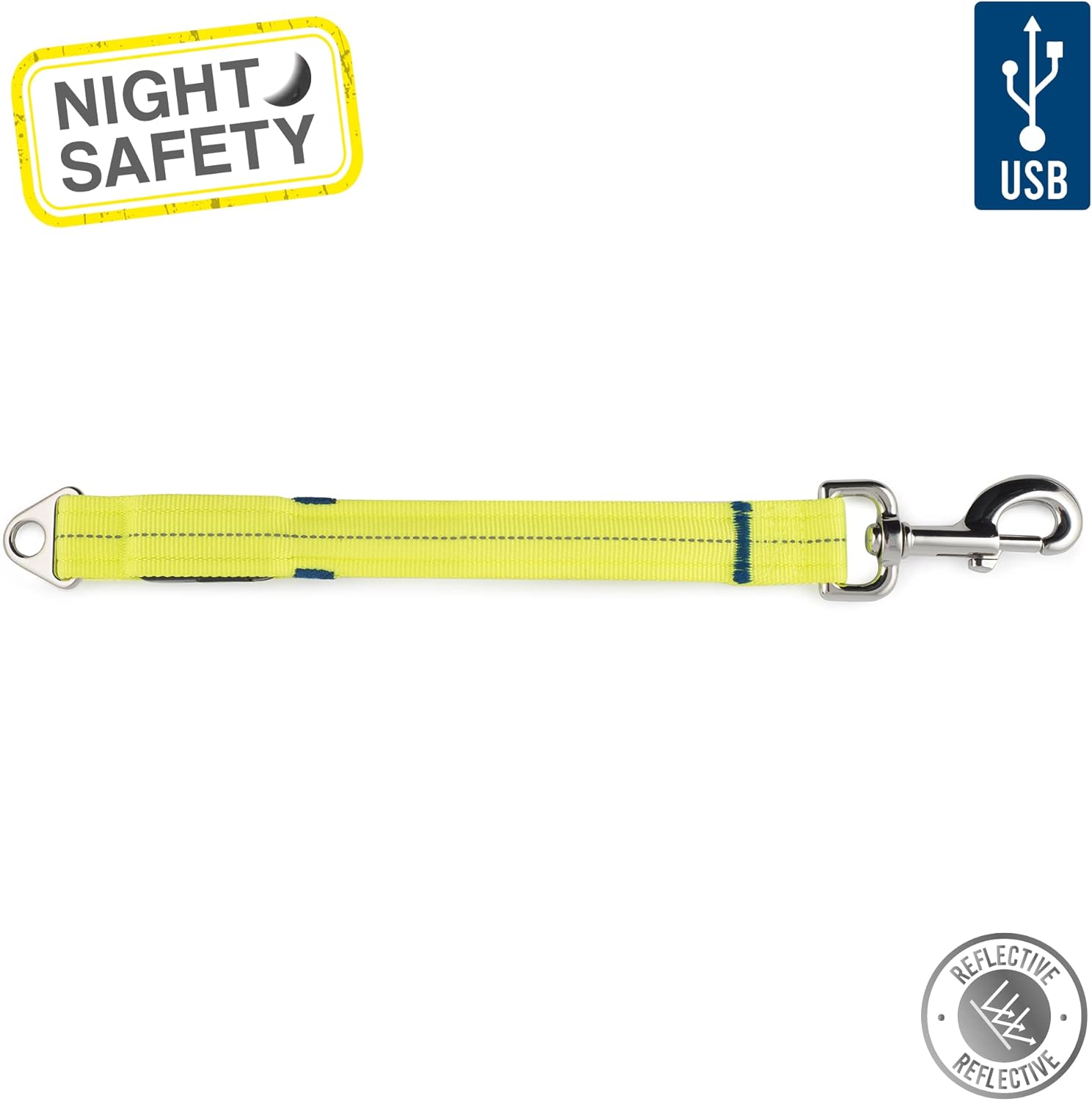 Ancol USB Hi Vis Flashing Lead Attachment in Yellow - USB Rechargeable Safety Light with 3 Settings for Night Walks 8