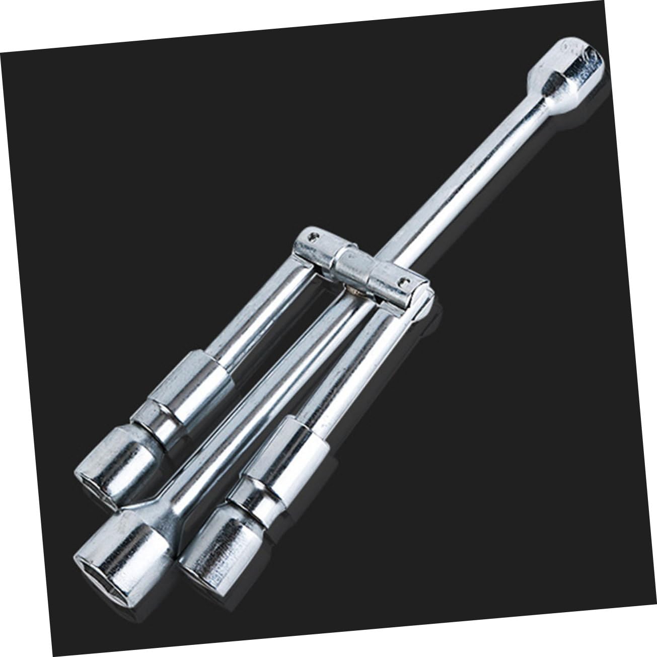 SOLUSTRE 4-wege Klappbar Stahl Radmutternschlüssel Silber aus Auto | Radmutternabzieher, Ergonomische Form, für Unterwegsreparaturen und Reifenwechsel, Geeignet für Schrauben
