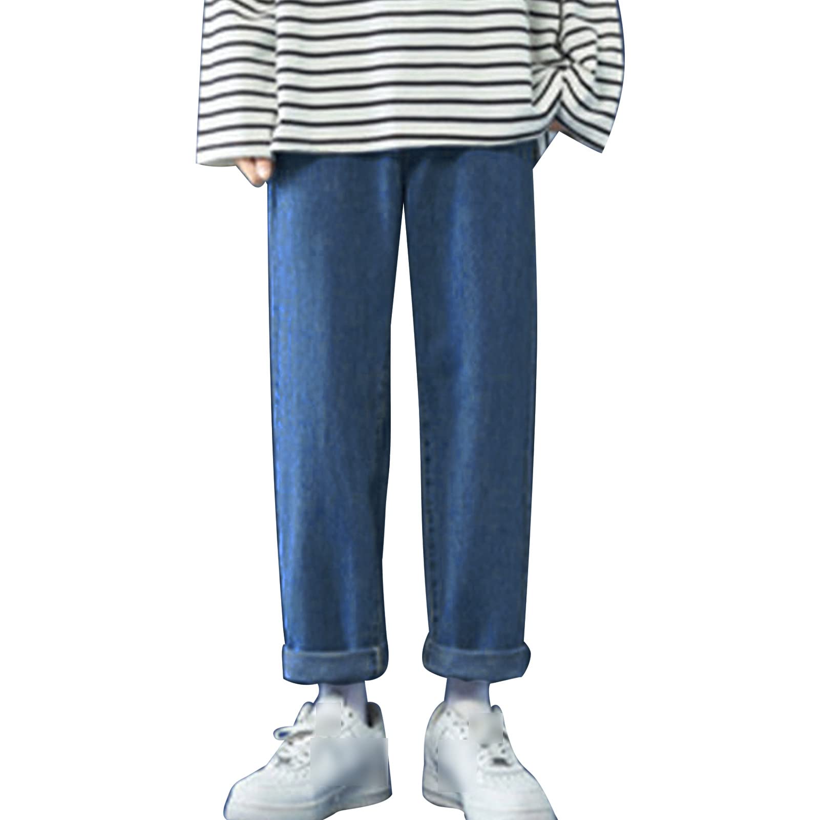 Maiyifu-GJ Mens Fleece Thermal Straight Leg Jeans Relaxed Fit Winter Warm Denim Pants Loose Flannel Lined Jean Trousers