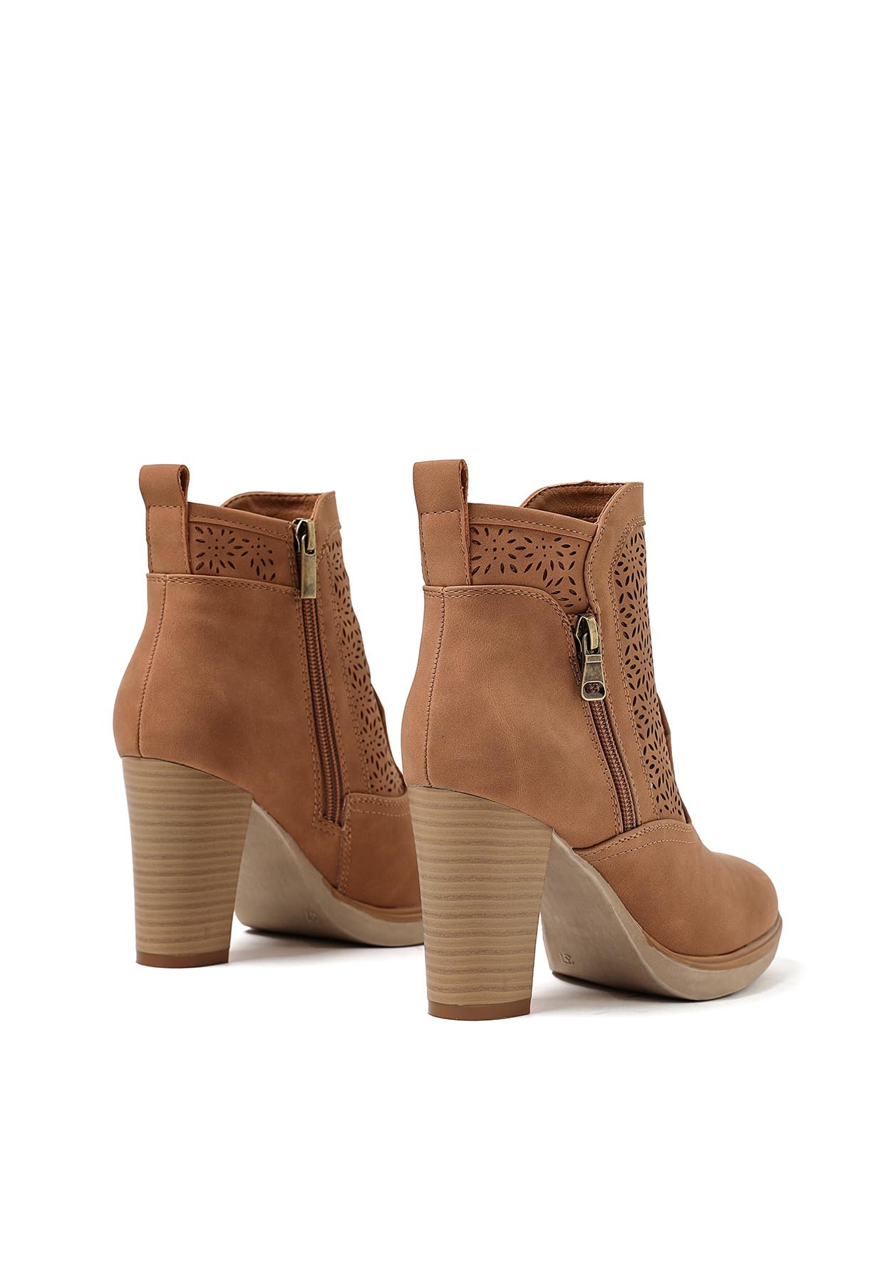 QUEEN HELENA Tronchetti Traforati Stivaletto con Tacco Casual Donna X30-113