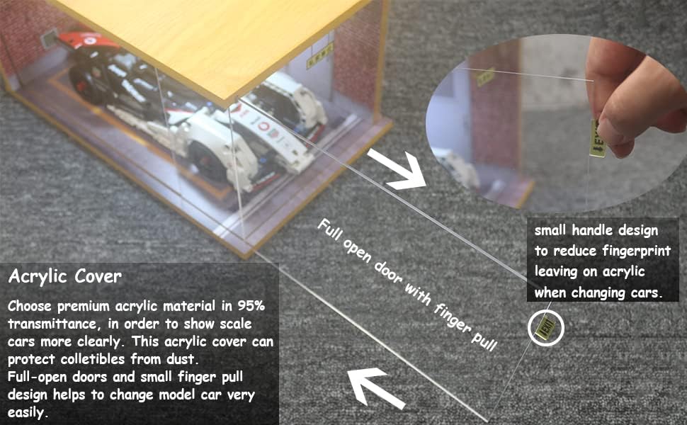 Miniatura 7 de Vitrina de coche modelo a escala 118  vitrina de garaje de coche 118 con cubierta acrílica transparente e iluminación LED para coches fundidos a