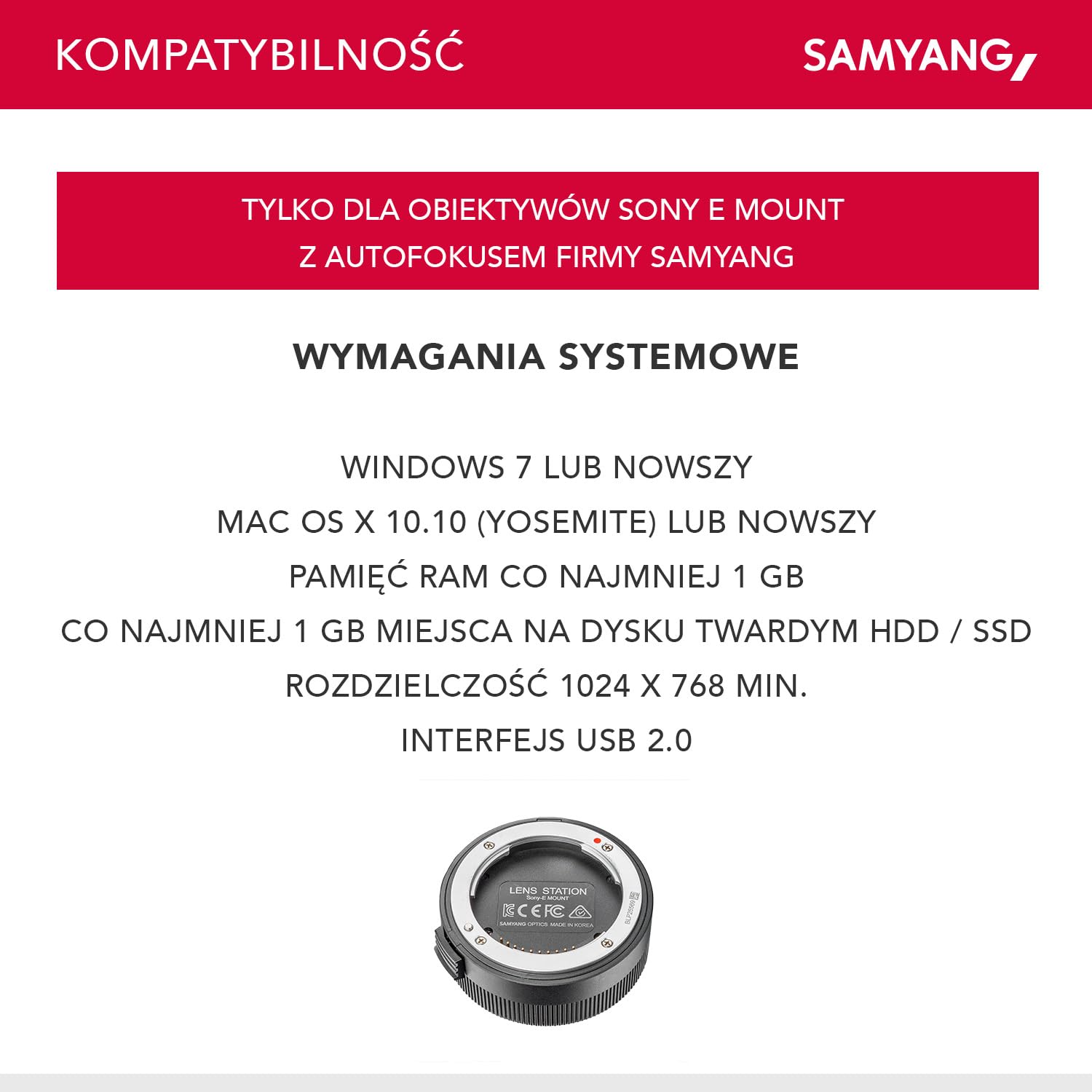 Samyang Sony E Af 7889 Adapter do Obiektywu, Czarny, ‎9,5 x 13 x 8,2 cm