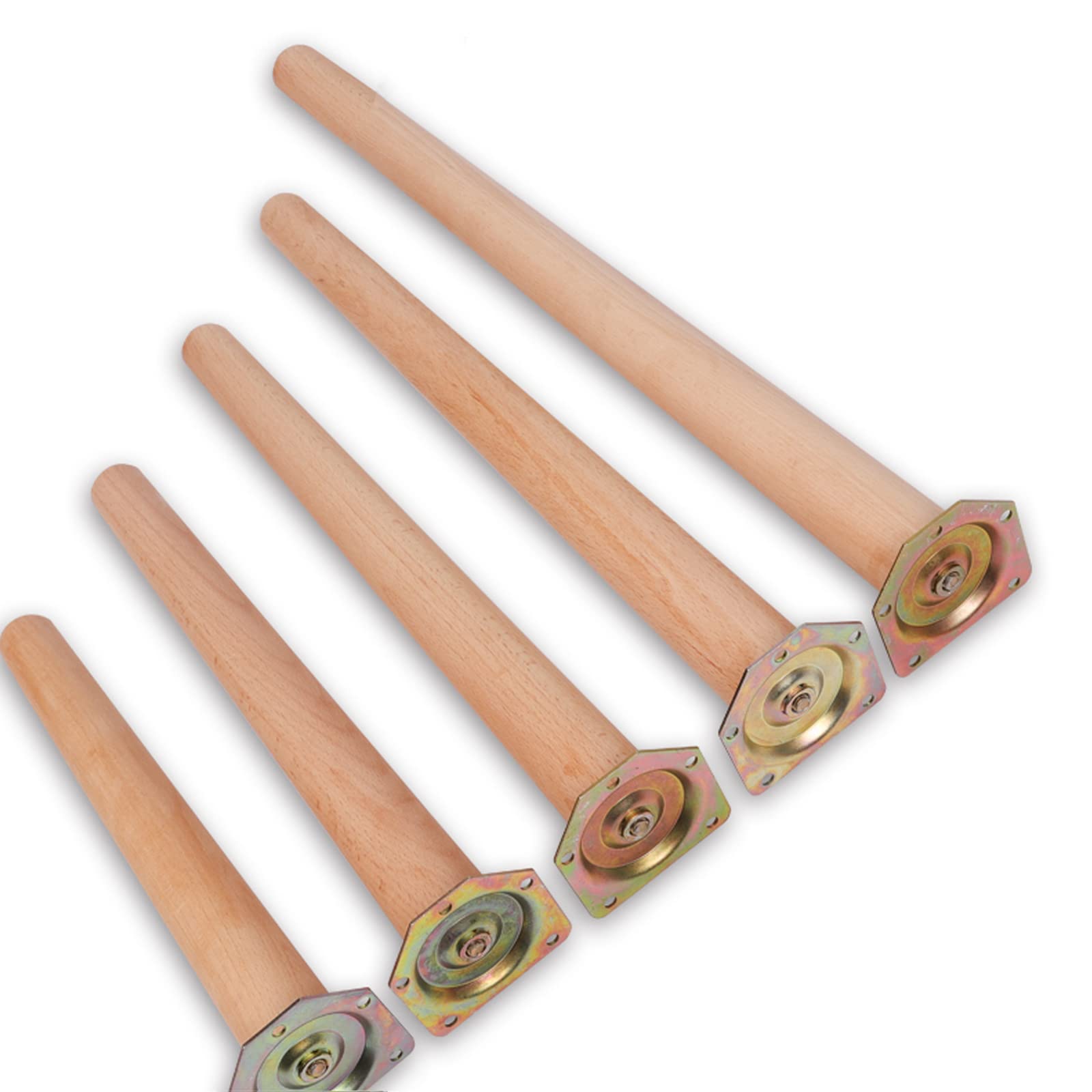4 Pièces Pieds de Meubles en Bois Massif (Hêtre), Pieds de Table Conique de Remplacement pour Table à Manger, Canapé, Armoire, Avec Vis, Couleur du Bois (60cm/23.6in, Tilt)