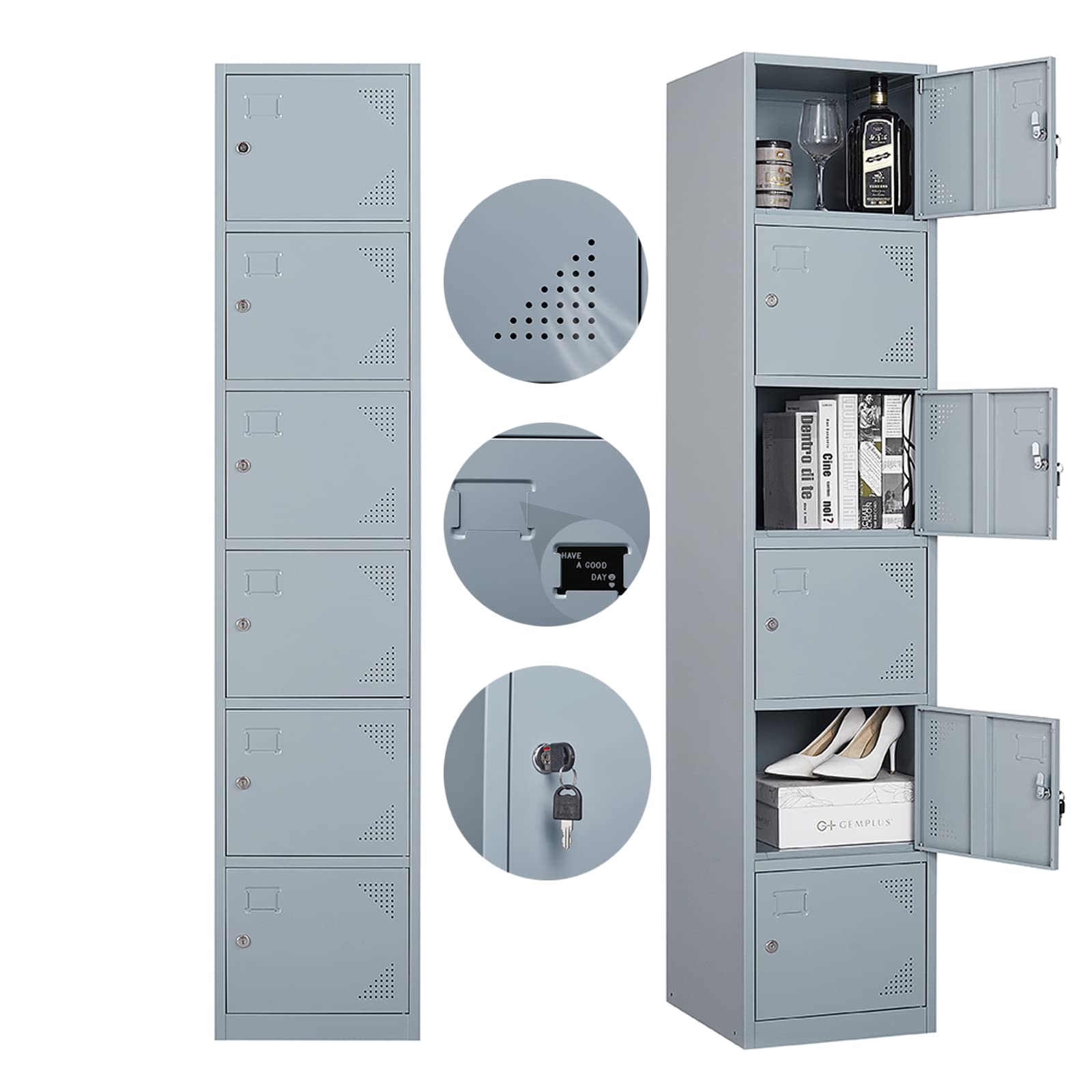 Buy SISESOL Lockers for Storage,Metal Locker with 6 Doors,71" Lockable Small Locker Storage