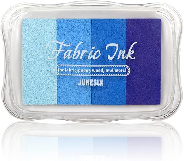 Colorful Fabric Ink Pads, Craft Rainbow Finger Ink Pads Stamps Partner, Washable Pigment Pad for Rubber Stamps, Kids Card Making, Paper Wood (Multi Blue)