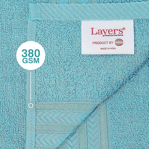 Image of Layers 100% Cotton Gym Towel | 380 GSM Quick Dry & Super Absorbent | Soft, Fade Resistant & Long Lasting | Gym, Yoga, Sports, Travel & Pool | 1 Piece for Men & Women | 50 x 100 cm - Blue
