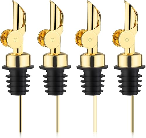 Vertedores de botellas de licor, 4 piezas para alcohol, acero inoxidable, vertedores de botellas de licor, dispensador de boquilla, boquillas de