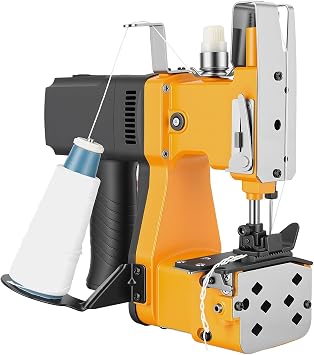 Heavy Duty Bag Sewing Machine, Portable Electric Bag Closer with Automatic and Manual Thread Cutter, Industrial Bags Stitching Machine for Rice Bags, Canvas, Leather, Courier Packaging Yellow