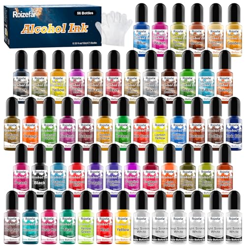 Encre à l'alcool pour fabrication de gobelets créatifs Lot de 56 couleurs pour résine