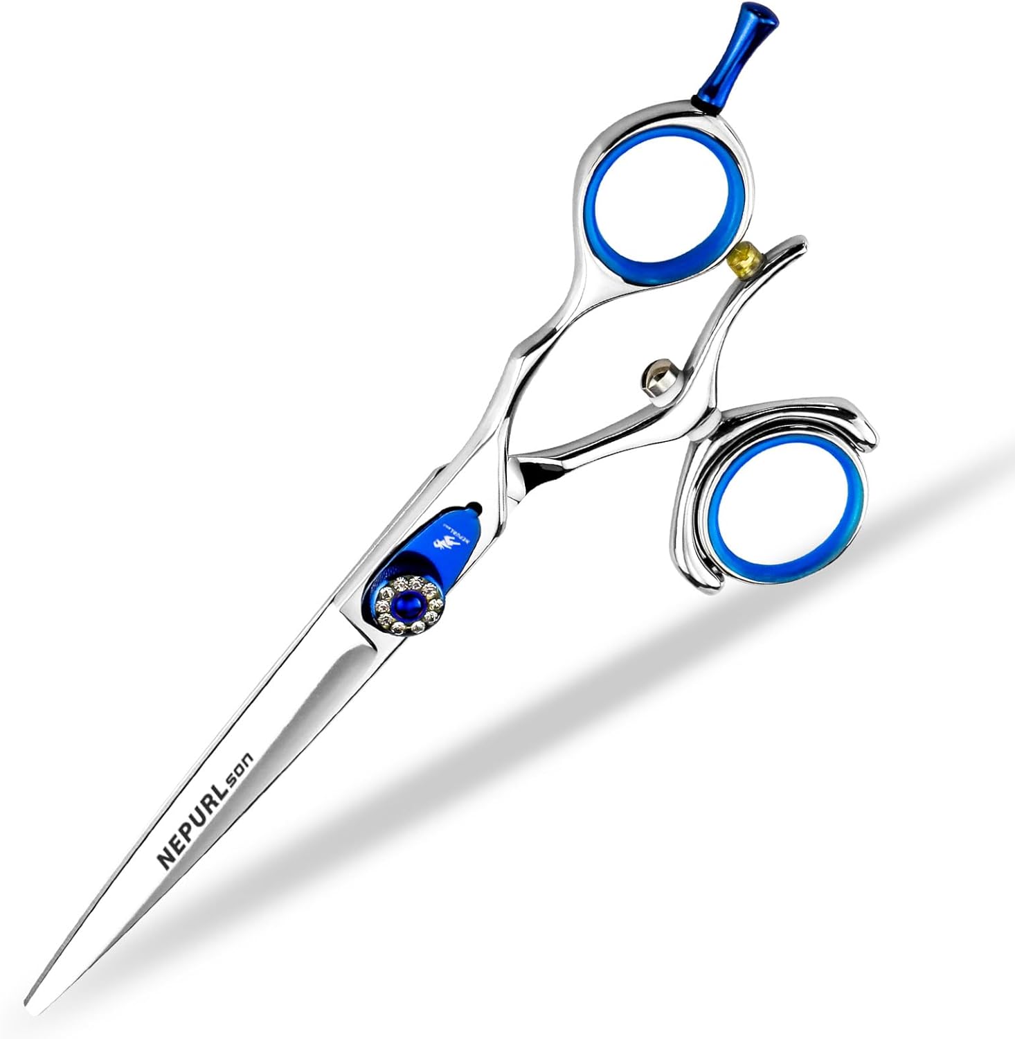6" Professional Hair Cutting Scissors Barber Hair Thinning Shears Swivel Design with Rotating Handle Flying Scissors Silver
