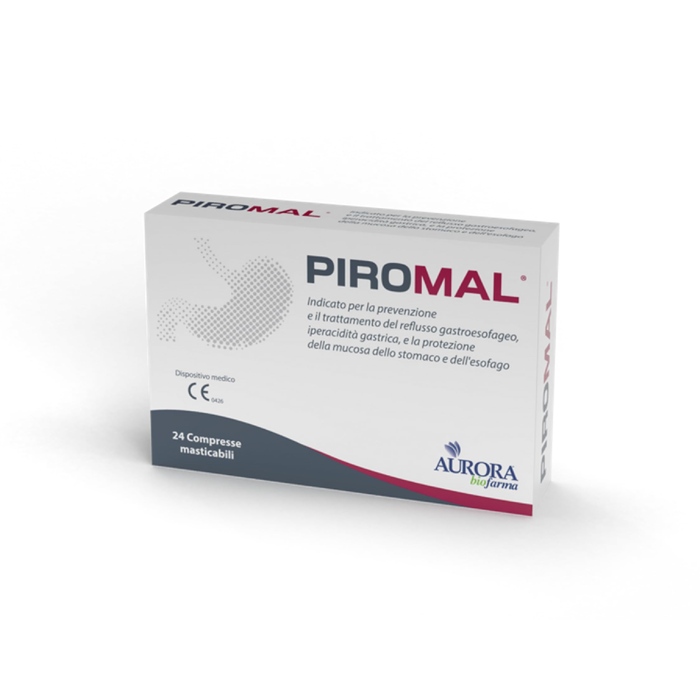 Aurora Biofarma Piromal - Per Iperacidità Gastrica, Bruciore, Reflusso Gastroesafageo e Laringo Faringeo - Adatto ad Adulti e Bambini - 24 Compresse Masticabili