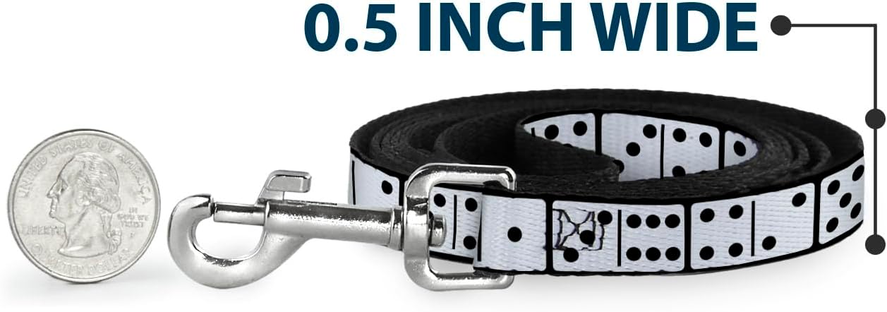 Dog Leash Dominoes Black White Black 6 Feet Long 1.0 Inch Wide
