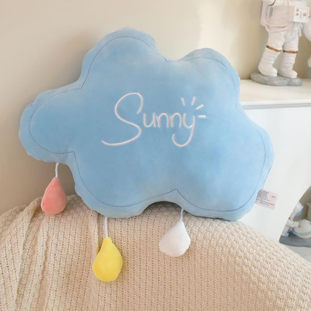 NatureMan Mond Regenbogen Wolke Kissen, weiche Plüsch Wolke geformte Kissen gefüllt Regenbogen und Mond Kinderzimmer Dekor, Nachttisch Sofa Schlafkissen/Kissen, Süßigkeiten Farbe (Wolken)