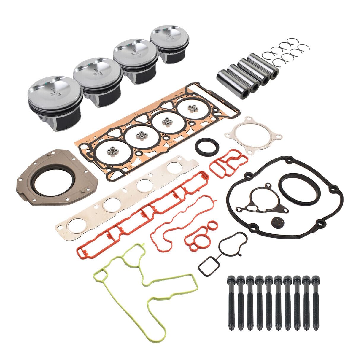 Kit Guarnizioni Pistone E Testata ø21mm Compatibile con E0S Scir0cc0 Sha-ran Je-tta A3 TT 2.0 T CBFA CCTA 06H107065DD