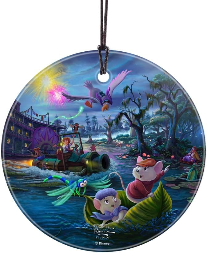 Trend Setters Disney – The Rescuers – Thomas Kinkade Studios - 3.5” Starfire Prints Hanging Glass Print Accessory – Officially Licensed Collectible | Complimentary Velveteen Gift Bag SPCIR1329