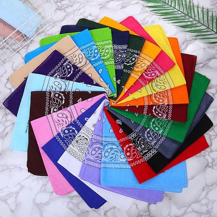 21 Inch Printed Square Head Scarf for Women Men - Hair Scarf Bandanas Combo Soft Stylish Versatile (10 Pcs)