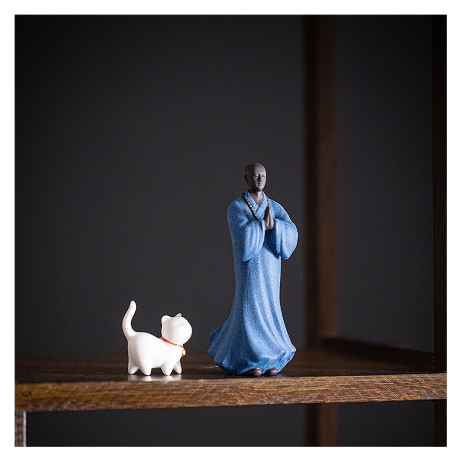Genérico Decoración de Escritorio Estatua de Monje Budista bebé Chino, Figura Zen pequeña meditación Arena púrpura Esculturas y Accesorios Decorativos(Blue)