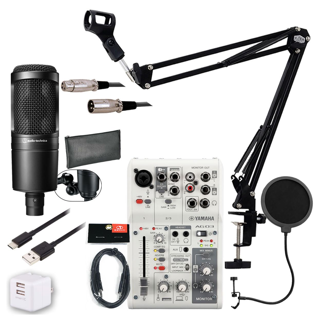 YAMAHA AG03＆オーディオテクニカAT2020 マイクアーム付き