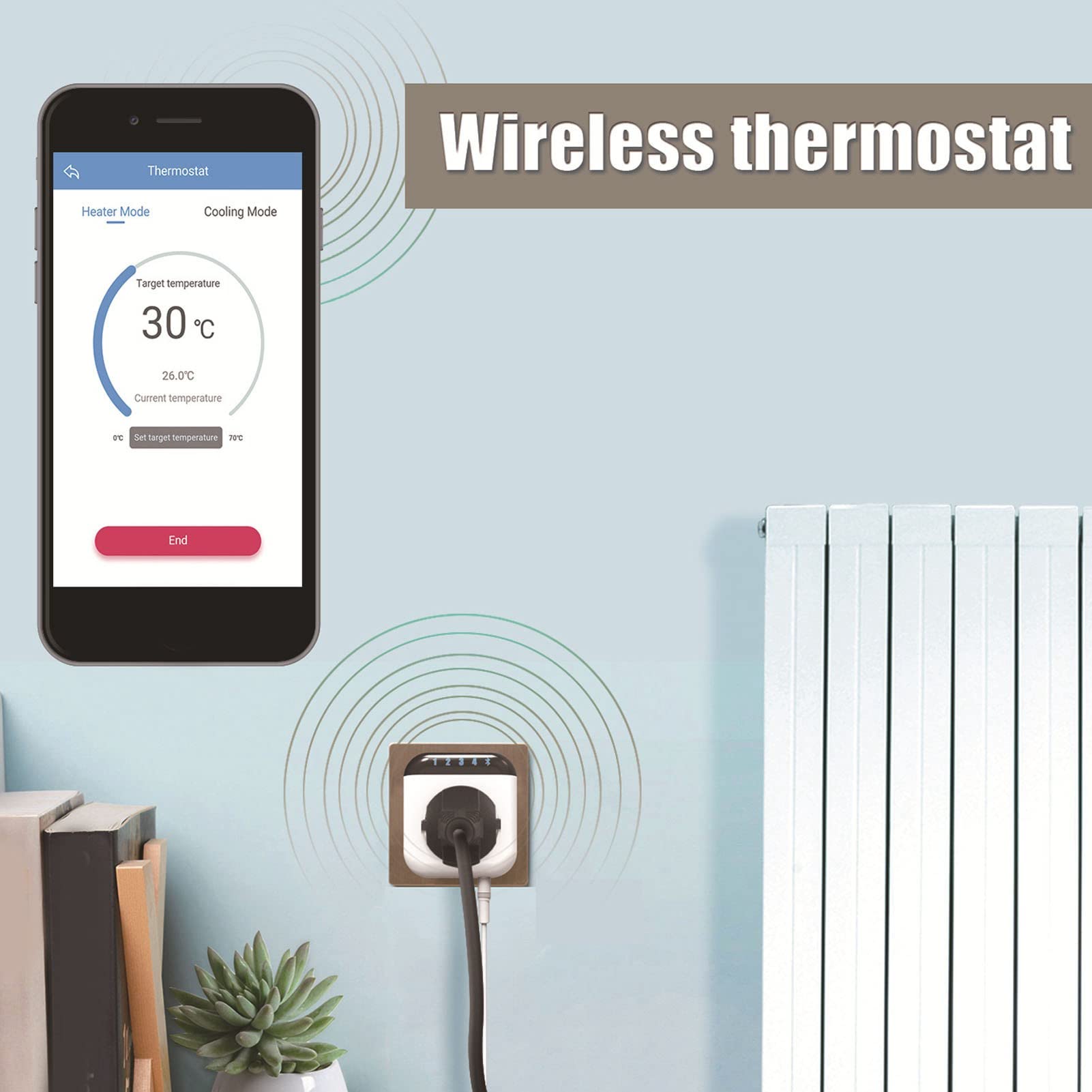 TOPINCN Thermostat WiFi Intelligent Programmable Prise de Courant Télécommande Blanc Thermostat sans Fil Prise de Courant Thermostat Intelligent pour Pièce Intérieure 2,4 GHz WiFi EU Plug