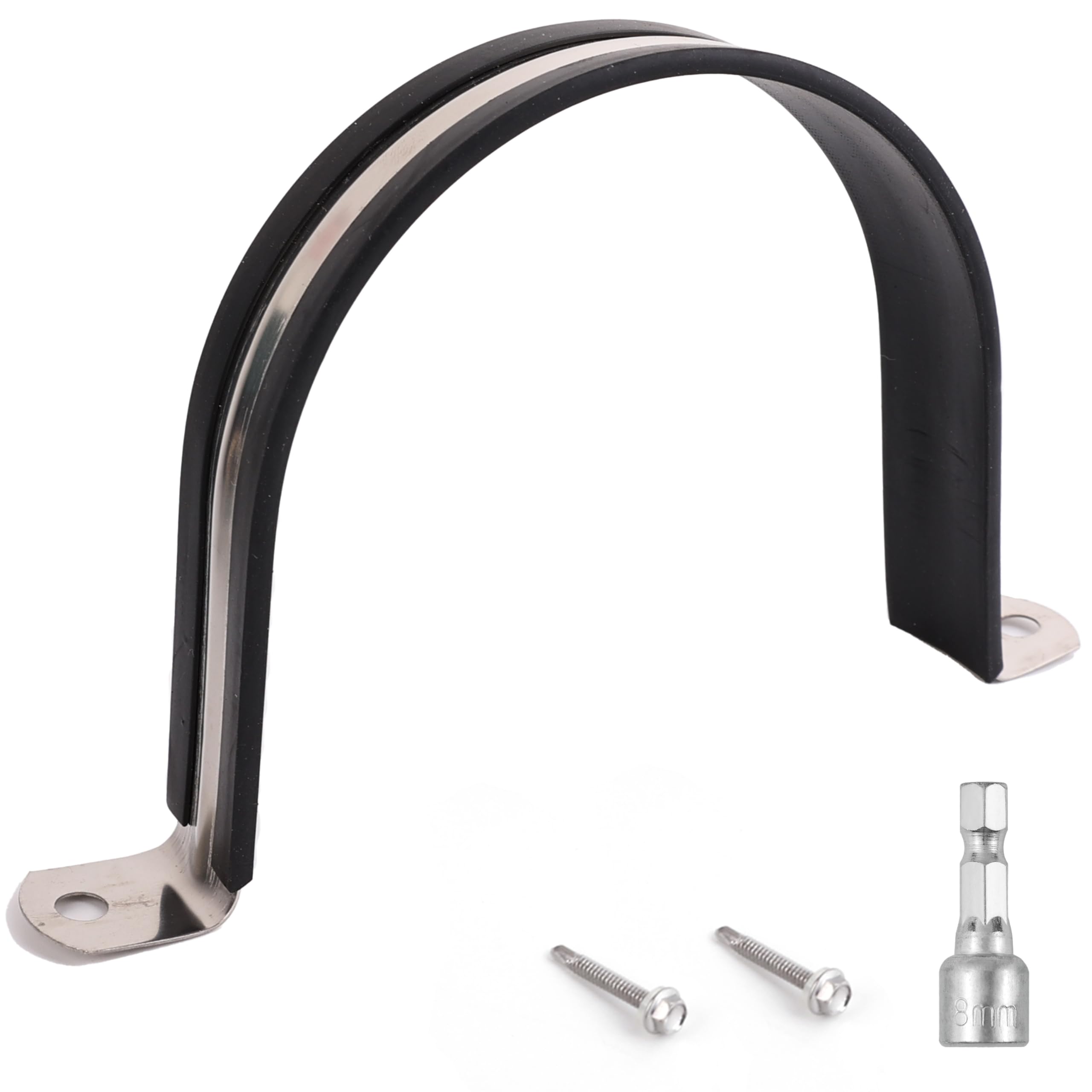 Soimuk Pipe Clamps,304 Stainless & Rubber Cushioned Heavy Duty Conduit clips (SCH 4 in (114 MM) - 2 Pack)