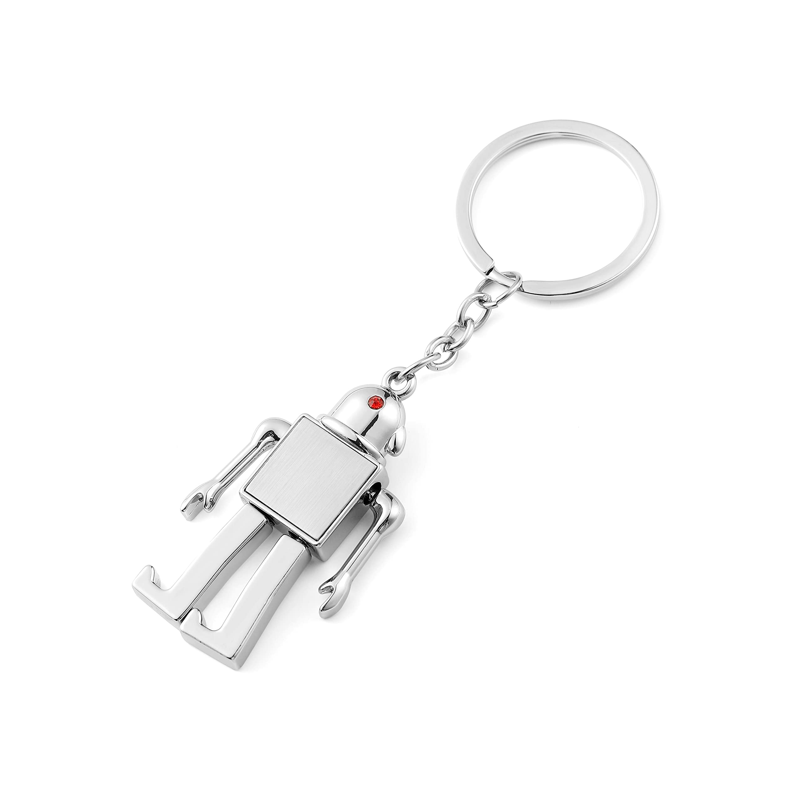 Cyebot Cyclops Robot Metal Silver Keychain Cyborg Keyring