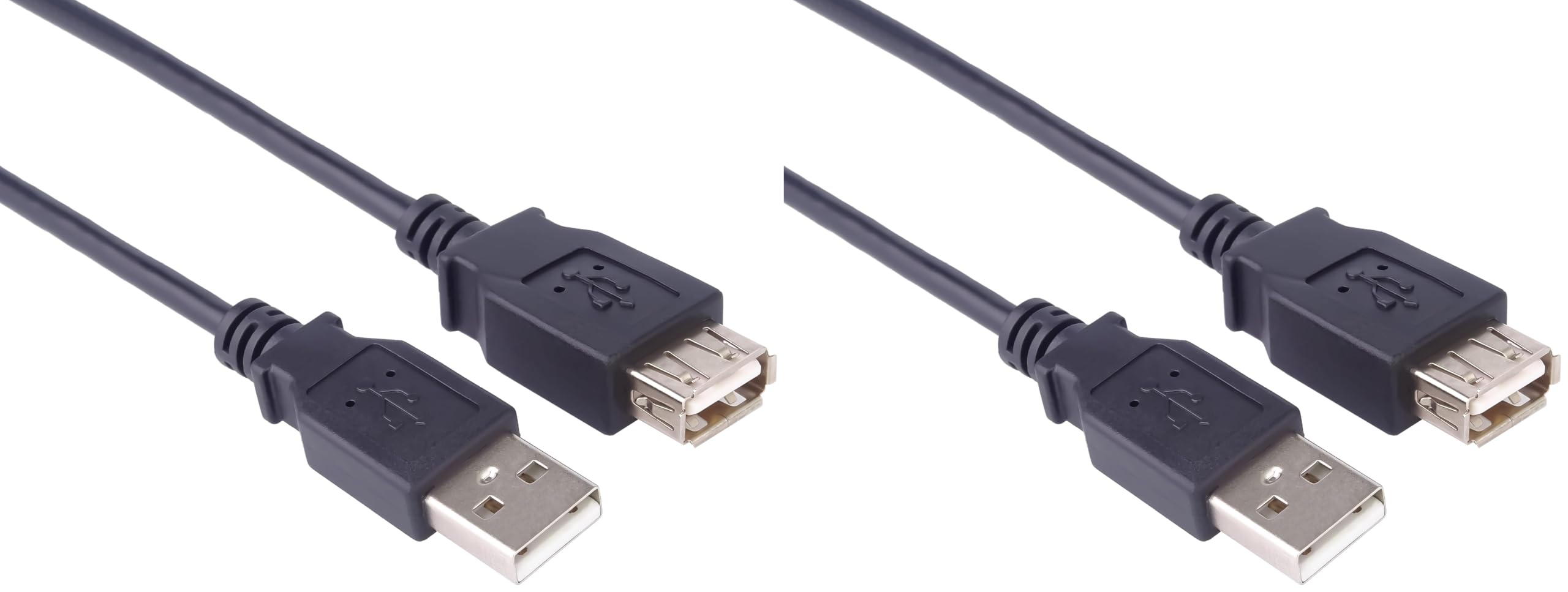 PremiumCord USB 2.0 Verlängerungskabel 2m, Datenkabel HighSpeed bis zu 480Mbit/s, Ladekabel, USB 2.0 Typ A Buchse auf Stecker, 2x geschirmt, Farbe schwarz, Länge 2m (Packung mit 2)