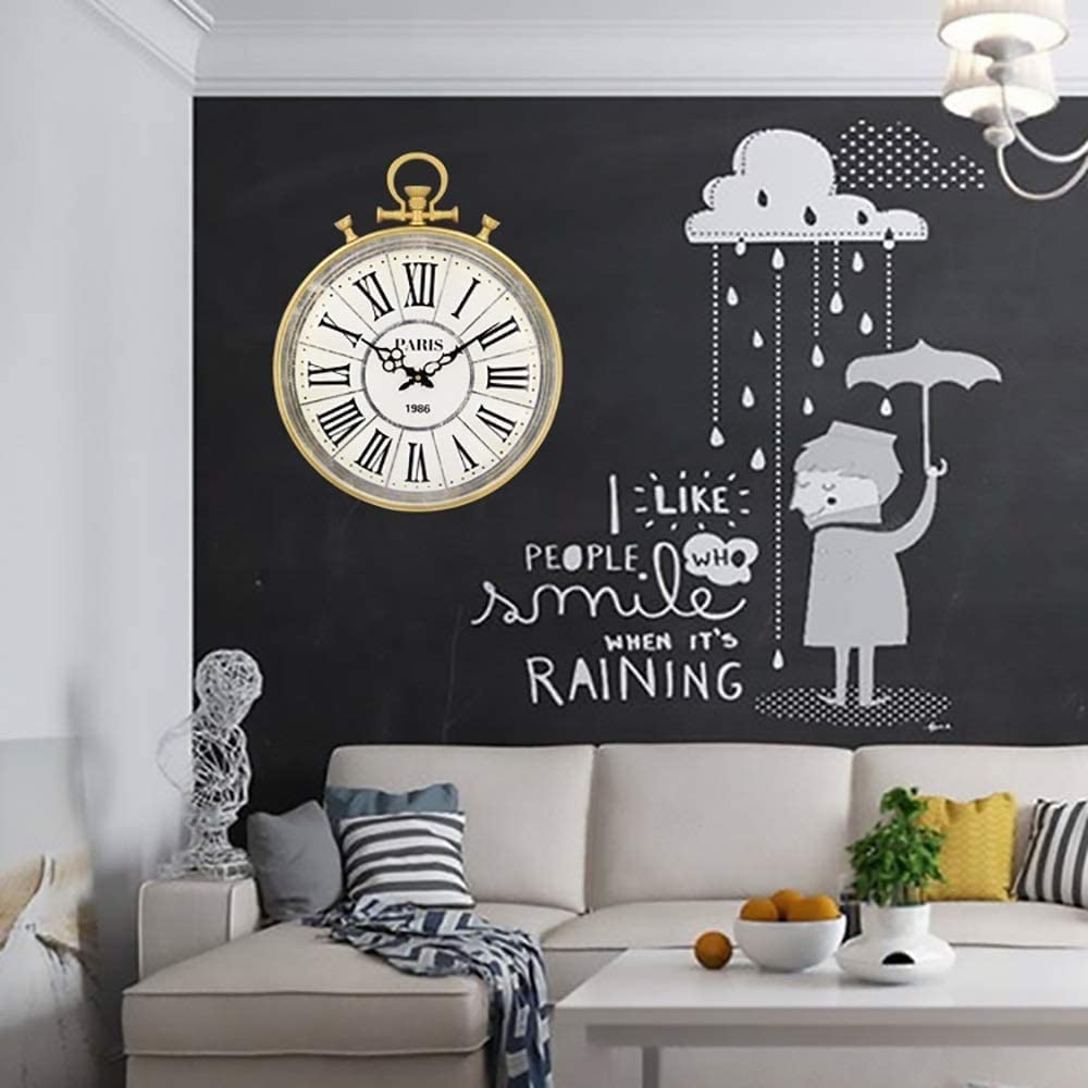 Horloge murale de style rétro créatif pour salon, salle à manger, chambre à coucher, décoration simple, quartz