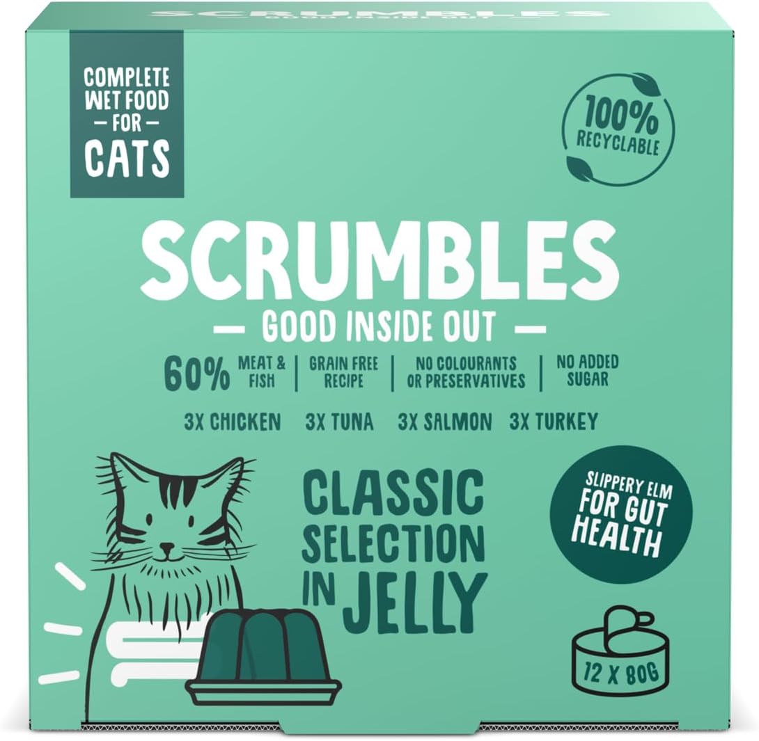 Scrumbles Natural Wet Cat Food, Classic Selection in Jelly 12x 80g