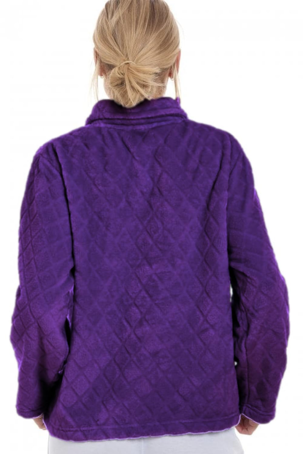 Camille Womens Supersoft Fleece Bed Jacket - Floral Print Luxury Collared Warm Sleep Top - Bouton up & Long Sleeved