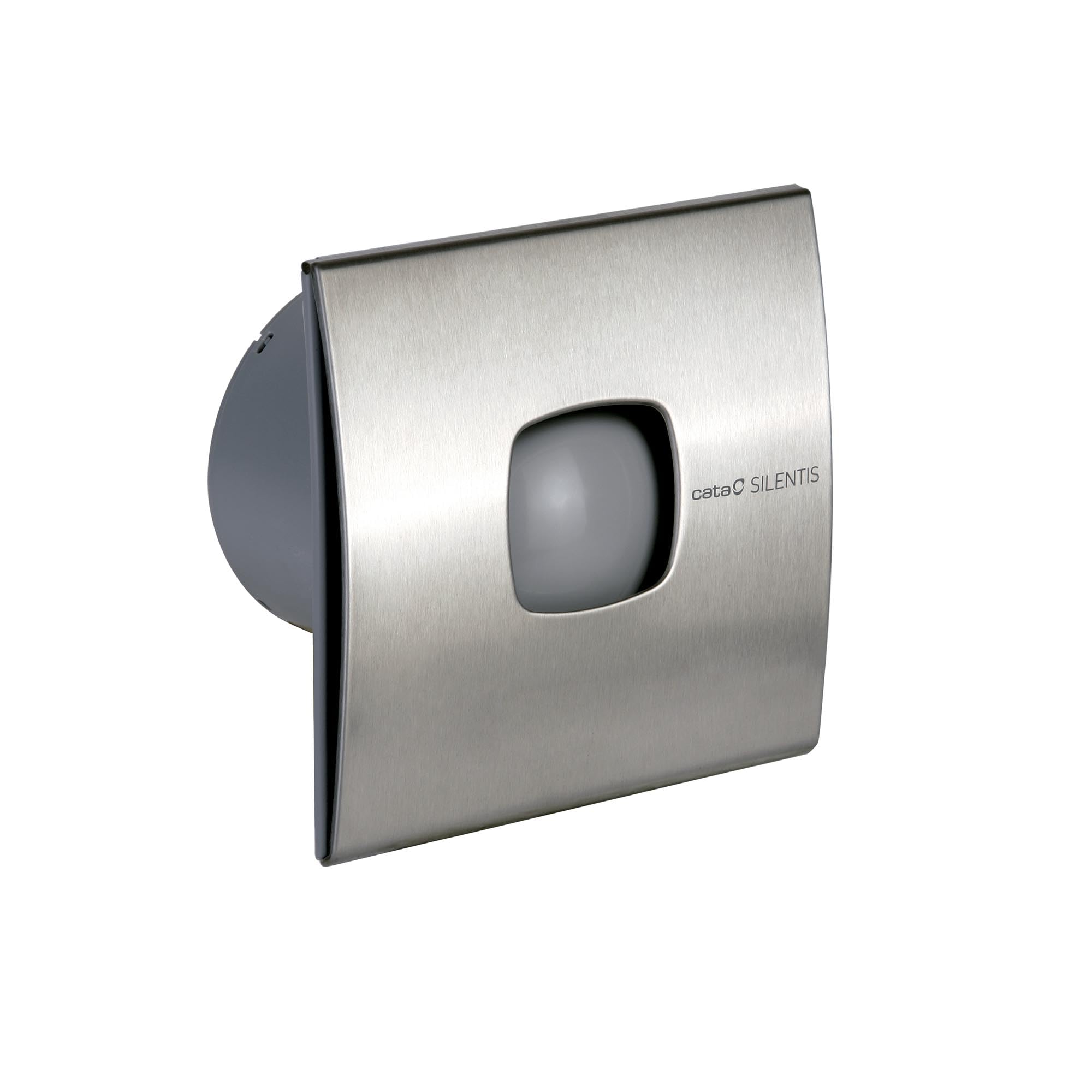Cata Extractor Axial Silentis 12 INOX con Frontal Extraible, sin Tornillos, Protector Térmico y Nivel Sonoro Mínimo, Ancho 17 cm, Potencia 20W, Color Inox