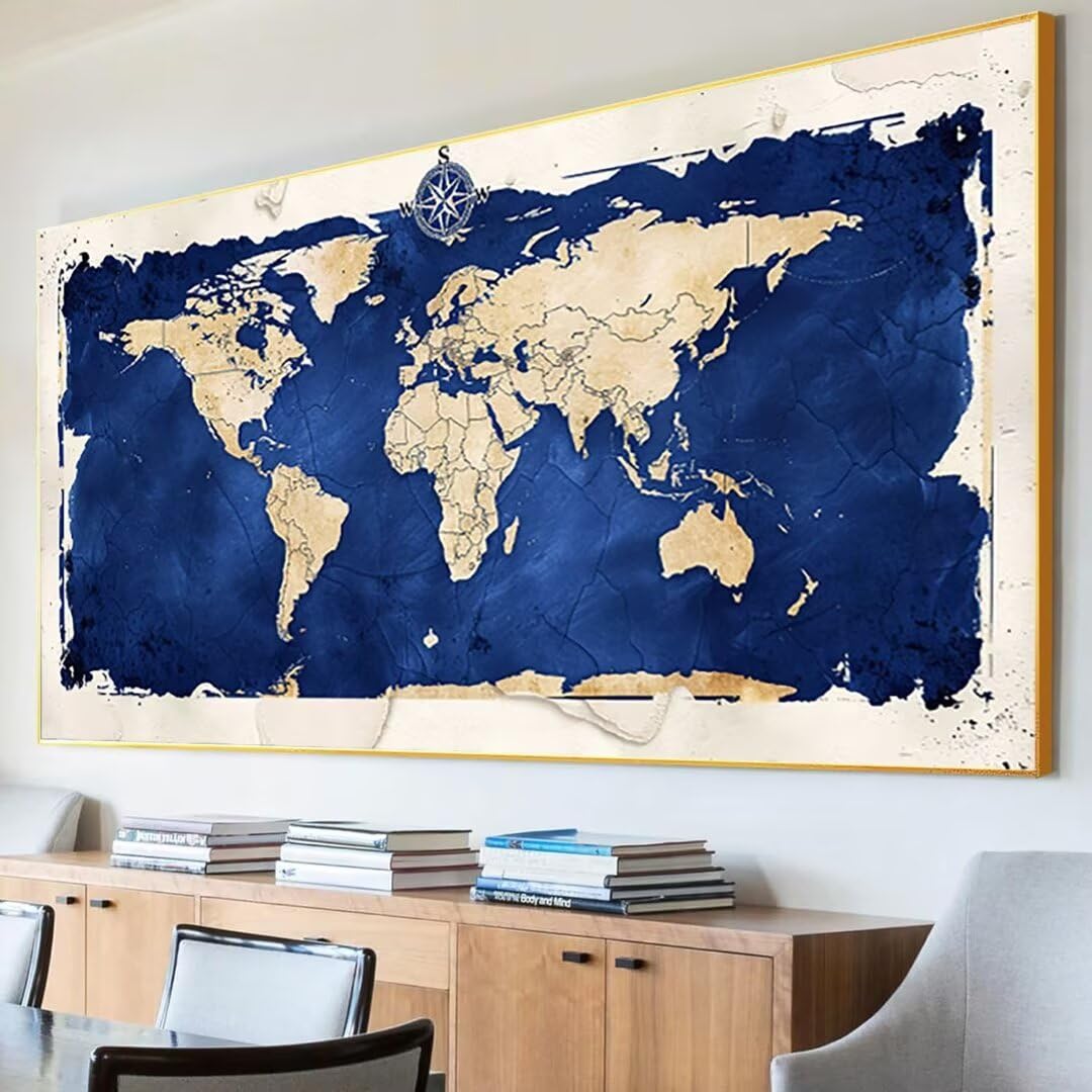 Mapa świata, zestawy sztuki diamentowej dla dorosłych, mapa do malowania diamentami 5D, zestawy artystyczne, duży obraz diamentowy 60 x 120 cm, DIY kwadratowy obraz diamentowy, zestawy artystyczne dla