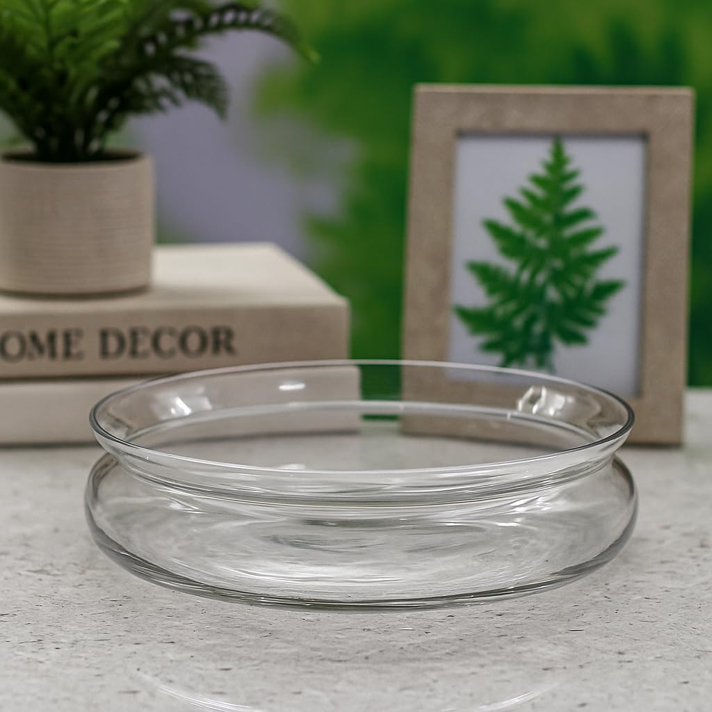 Decorative Glass Kolapuri – 10 Inch Transparent Crystal Finish Dish for Home Décor, Table Centerpieces, Floating Flowers, Dry Snacks & Gift Use (Kolapuri 10 Inch)