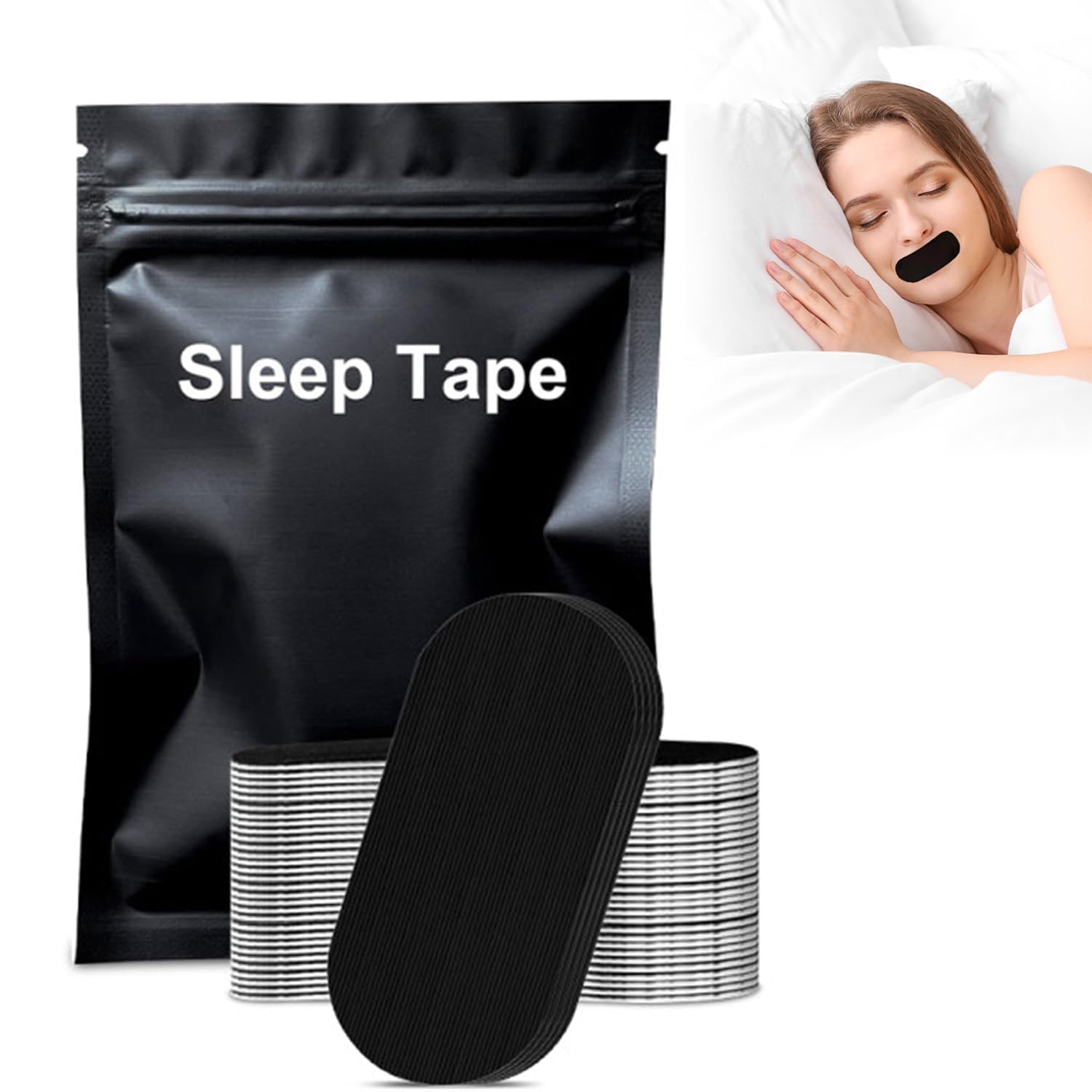 Yakiter Sleep Strips,60 Pack Sleep Tape, Mouth Tape for Sleeping Specially Designed for Lip Contact,Mouth Sleep Tape for Improved Nasal Breathing and Reduced Snoring for Women & Men Black