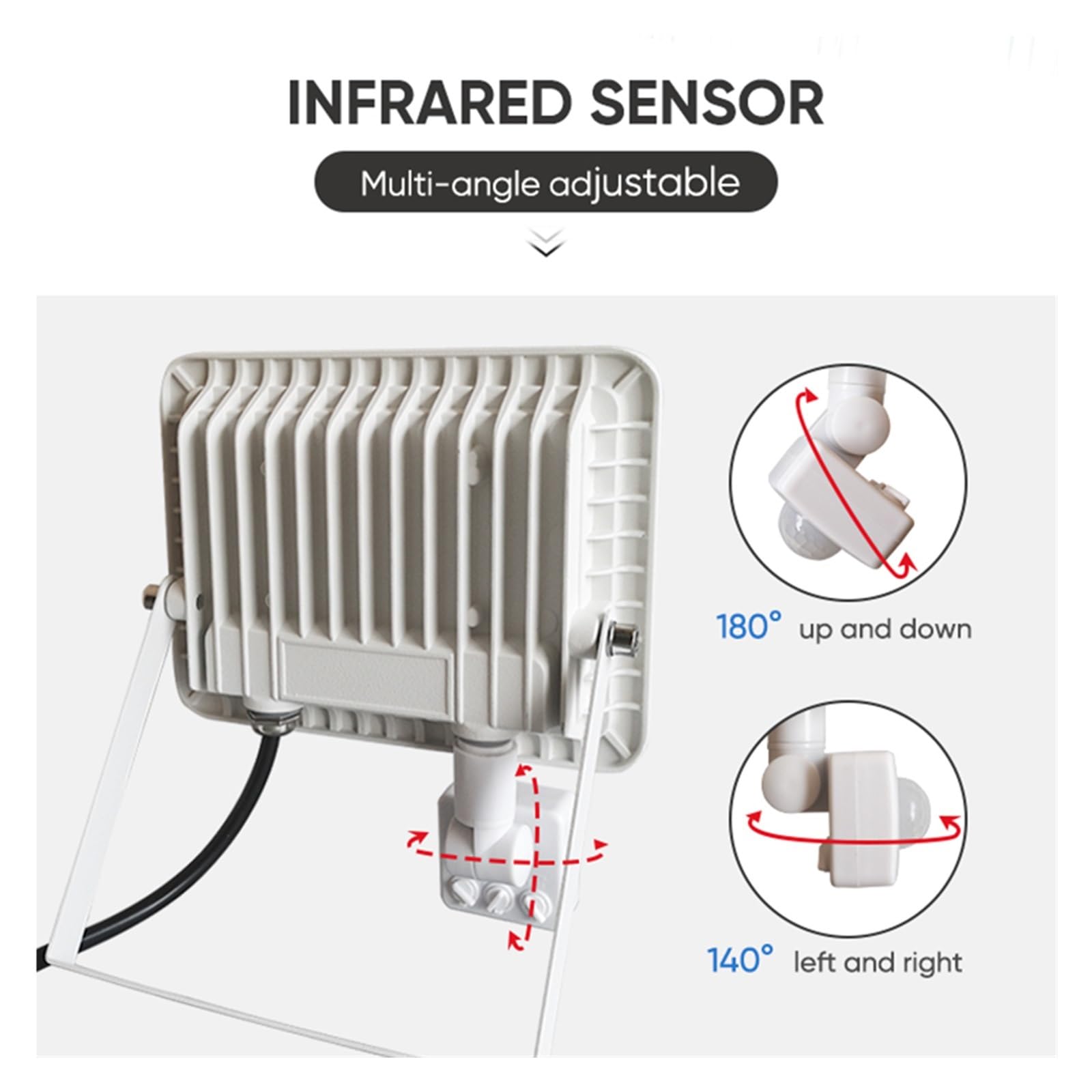 Focos exteriores, Reflector LED Con Sensor De Movimiento RIP IP66, Impermeable For Exteriores, 50W, 100W, Foco For Paisaje Jardín, Luz Pared For Puerta Enlace(2700-3500K,Black 100W)