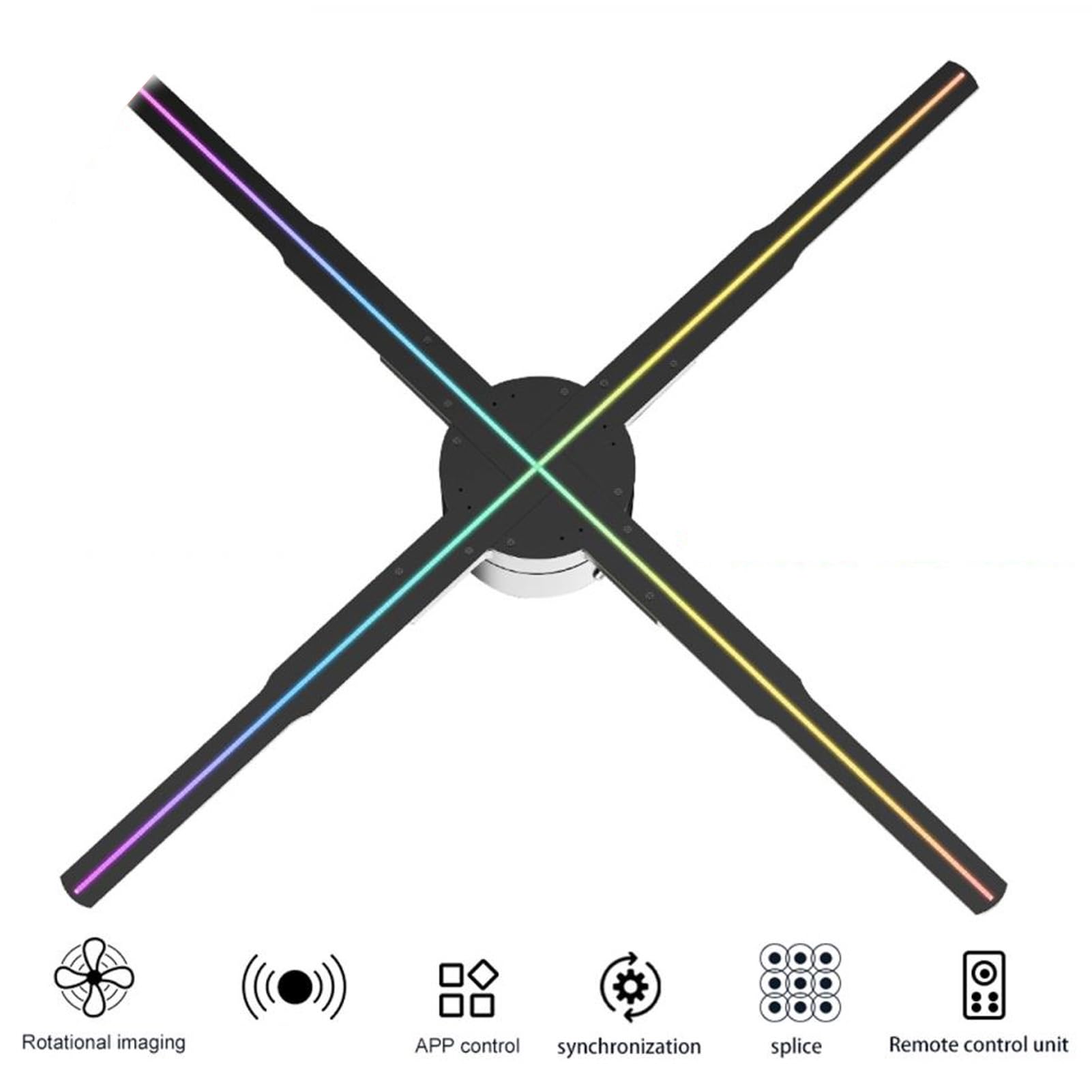 Ventilateur D'hologramme 3D, Ventilateur de Projecteur Holographique Rotatif 678 LED APP WiFi Bluetooth Télécommande 22 Pouces Kit de Ventilateur D'hologramme 3D (Prise UE 220V)