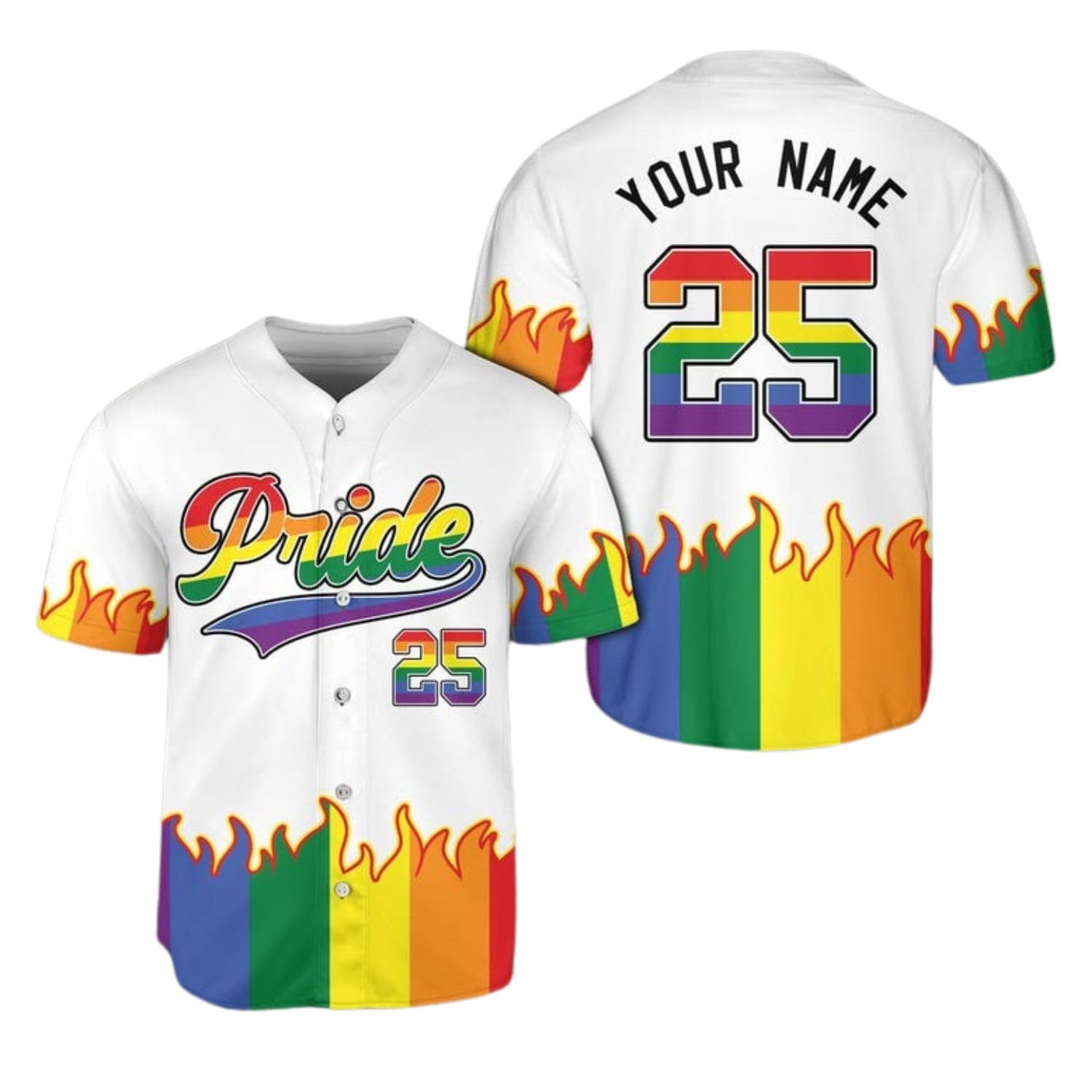 Ligthuy Personalized Name LGBT Pride Baseball Jersey, LGBT Shirts, Pride Clothing, Personalized LGBT Baseball Jersey Shirt (Multi 22)