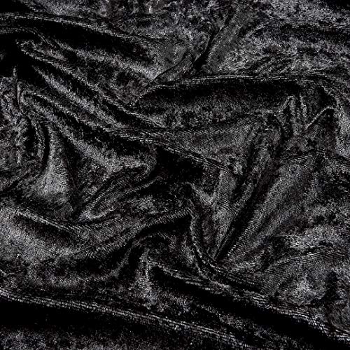 Barcelonetta | Panne Velvet Velour Fabric | 96% Polyester 4% Spandex | 60" Wide | Sewing, Apparel, Costume, Craft (Black, 2 Yards)