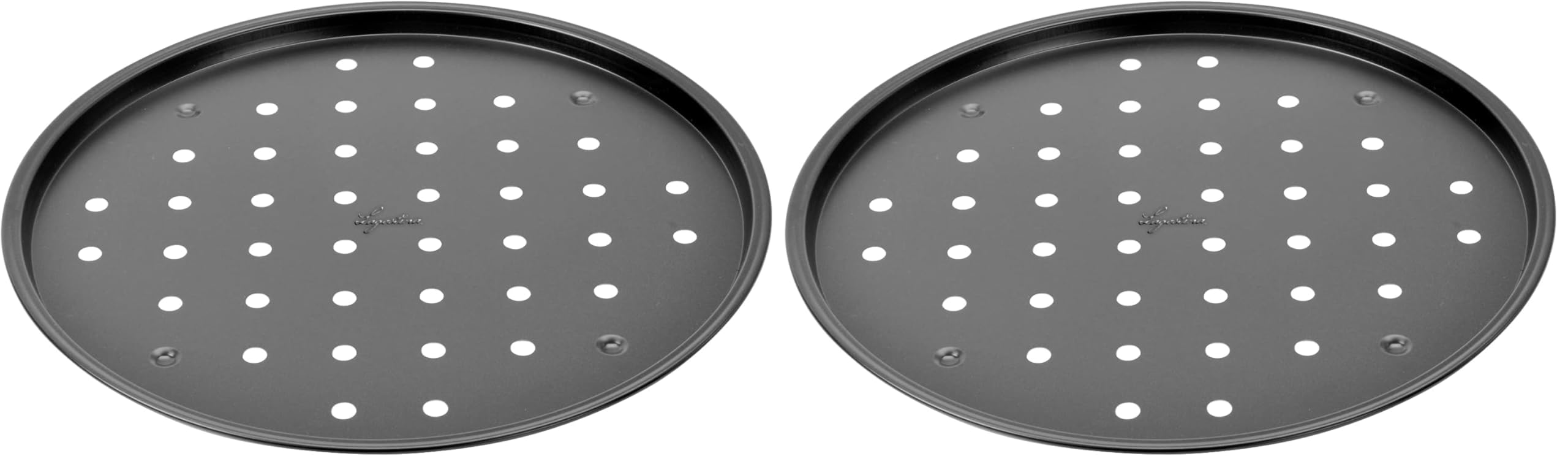 Plaque à pizza perforée Lagostina acier antiadhésif Ø32 cm noir lot de 2