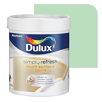 Dulux Simply Refresh SHADE OF LIME DIY Multi Surface Paint Washable Coat, Low Drip Splatter with Soft Sheen Finish for Wall, Wood & Metal Surfaces - 1 L (SPEARMINT)