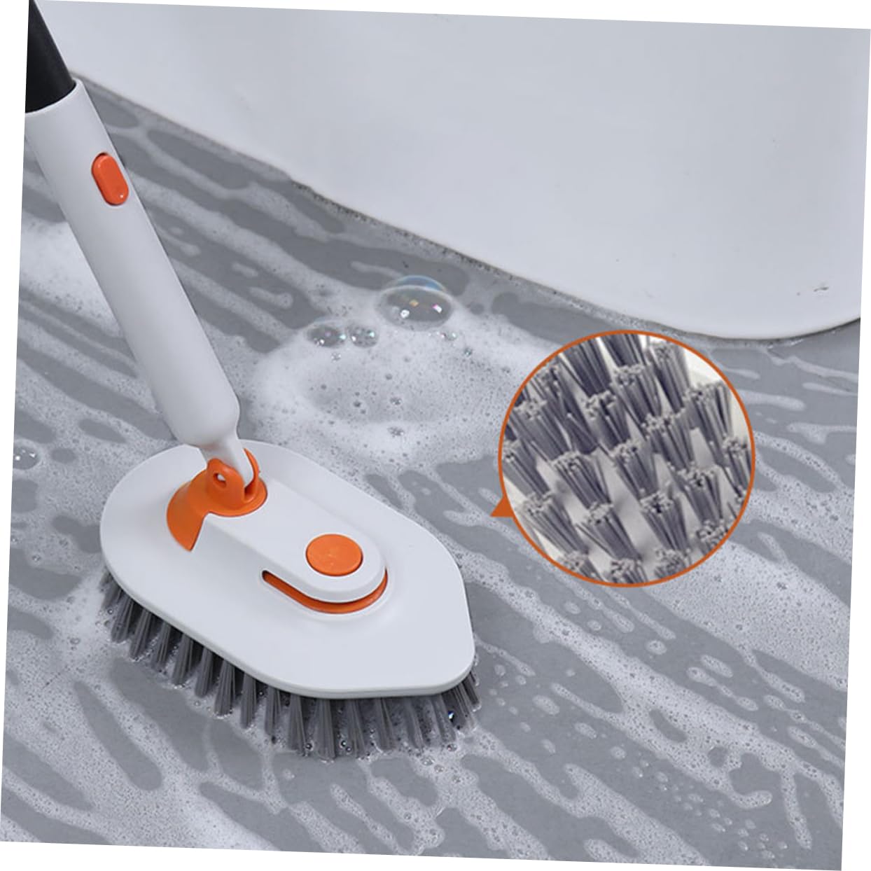 PACKOVE Spazzola Multifunzione per Fessure Pavimenti Arancia in Plastica Setole Rigide per Pulizia Bagno e Piastrelle, Resistente e Contro Macchie Ostinate