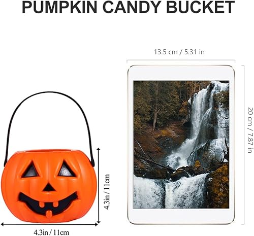 Miniatura 3 de CALLARON Candy Tote - 6 cubos de calabaza de Halloween para caramelos de calabaza Jack O Lantern, cubo de calabaza, cubeta de caramelo de Halloween