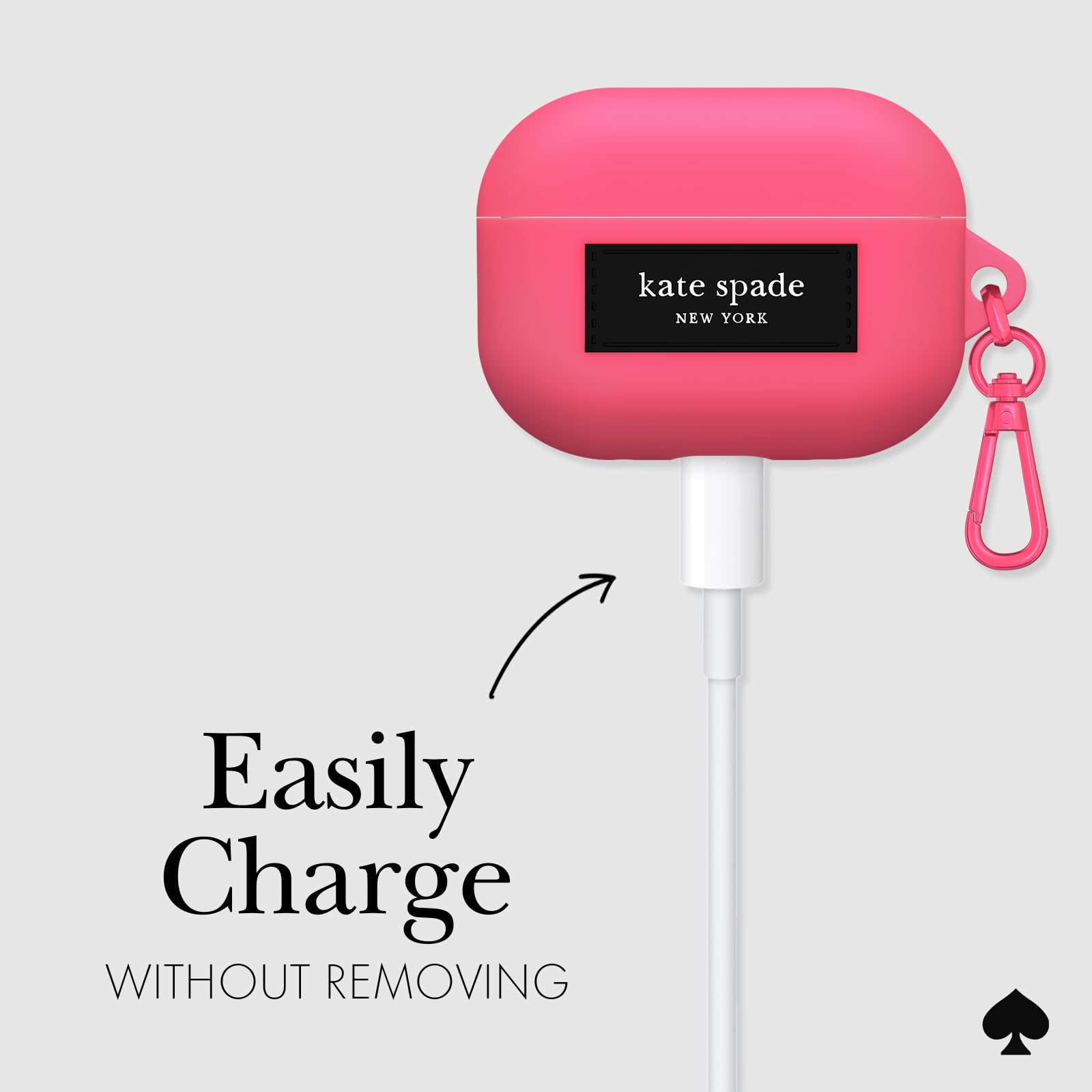 Kate Spade New York AirPods Pro 2. / 1. generacji etui z kółkiem na klucze – pompon różowy silikonowe etui do AirPods Pro 2. / 1. generacji