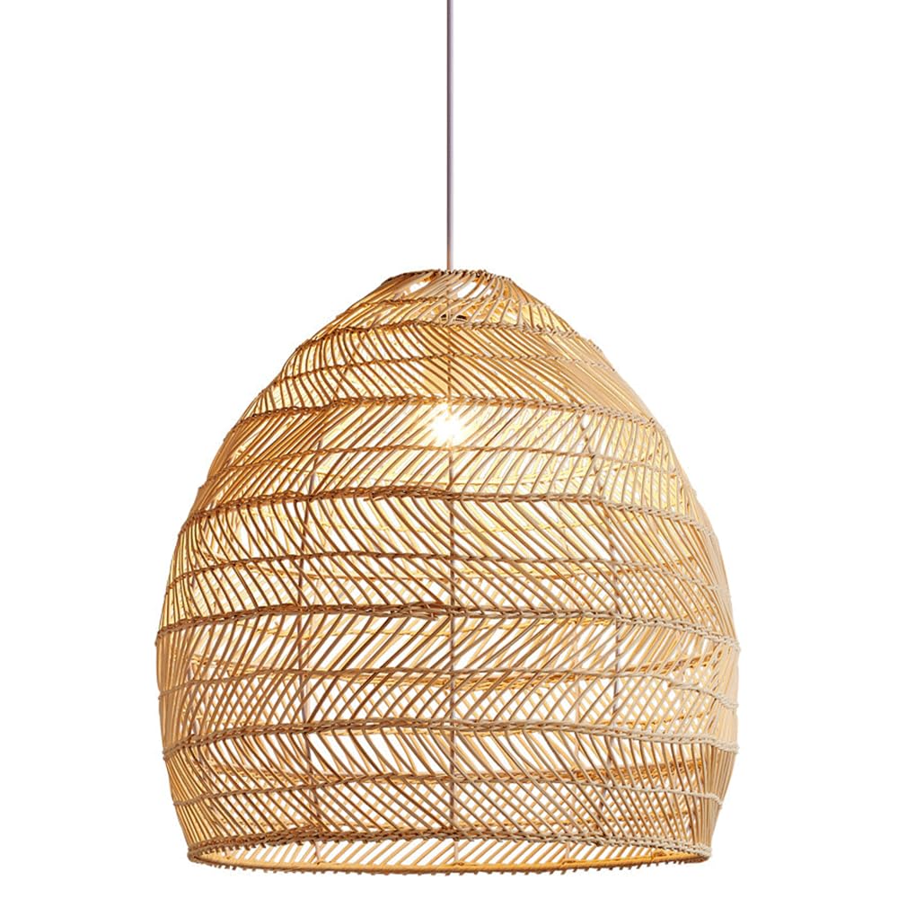 CJSLXGBL Wicker Pendant Light E27 Hanging Lights Rattan Hanging Lamp Wicker Woven Basket Lampshade,Farmhouse Industrial Boho Ceiling Light Fixture For Living Room Kitchen Island