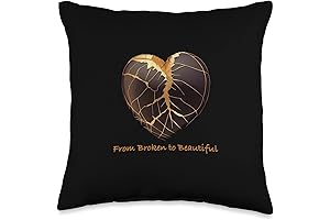 From Broken to Beautiful - Heart Repaired with Gold Throw Pillow: The Art of Kintsugi