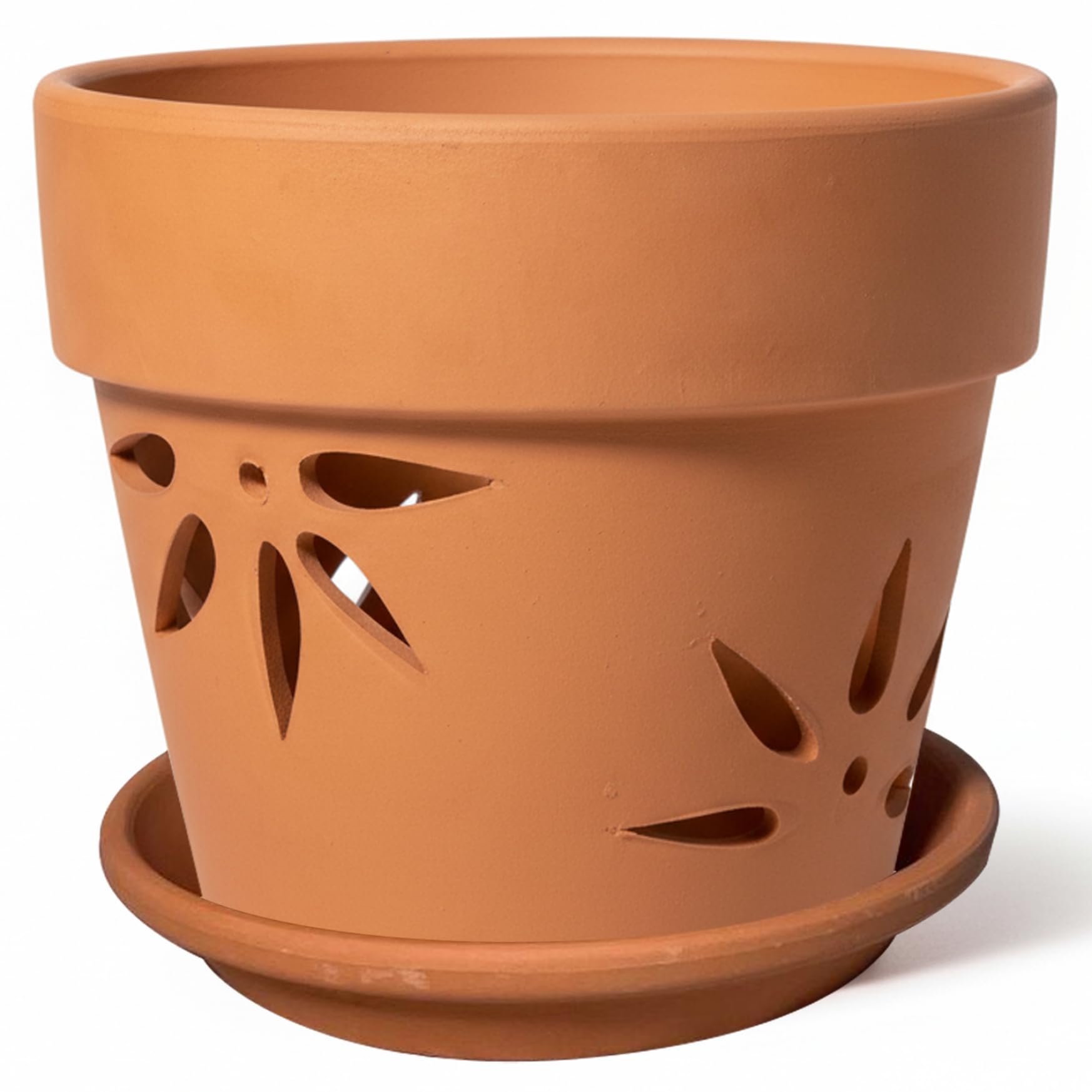 Qoidrfofse Terracotta Orchid Pots, 6 Inch Breathable Clay Plant Pot with Holes and Saucers for Repotting, Small Terra Cotta Vase, Ceramic Plant Flower Pot for Plants