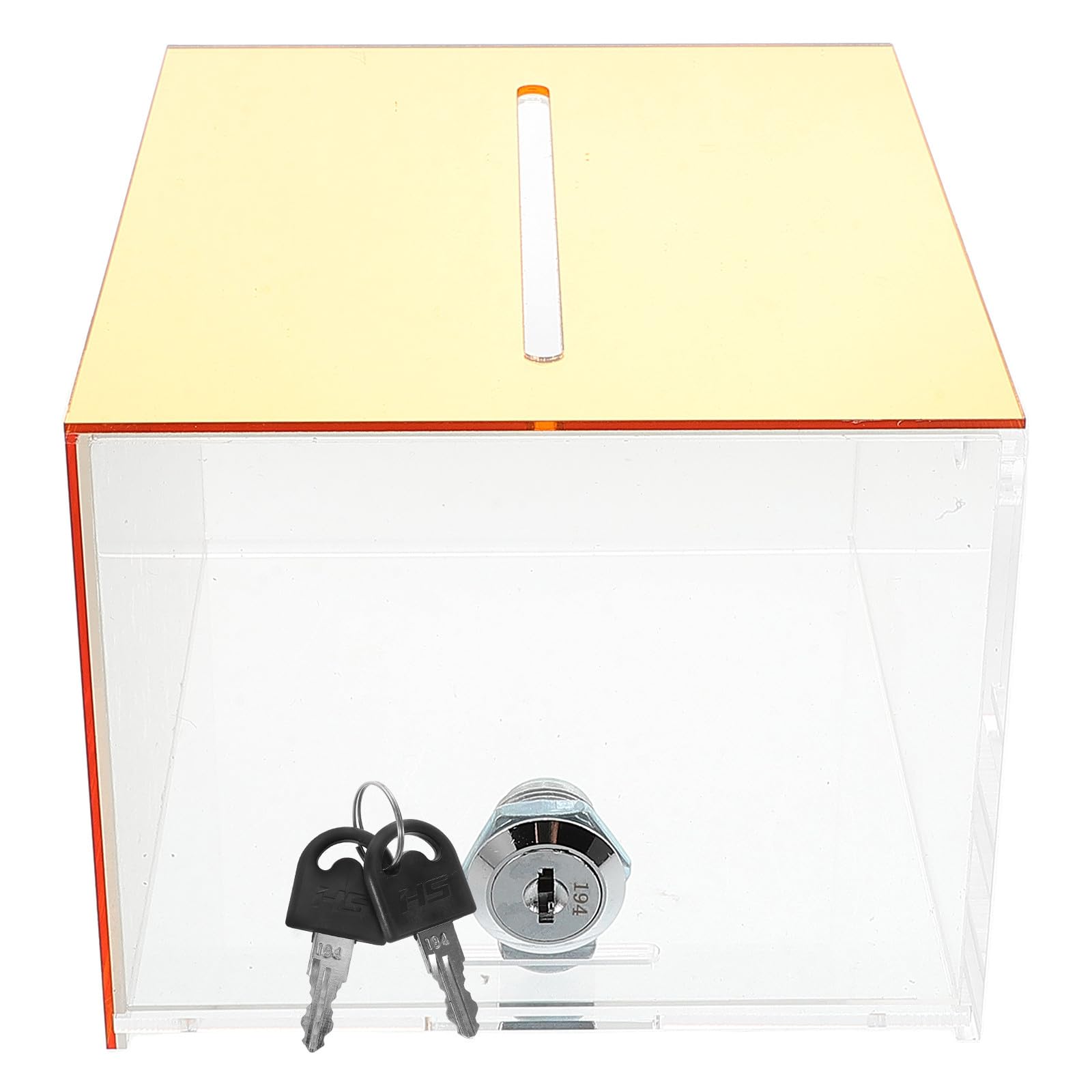 Lurrose Acrílico Caja de Propinas con Cerradura para Bar y Restaurante | Diseño Transparente, Acabado Dorado Elegante, Gran Capacidad, Adecuado para Sugerencias, Rifas y Donaciones