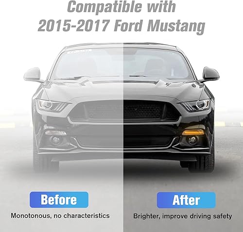 Miniatura 2 de LED DRL - Conjunto de luz de señal de giro secuencial para Ford Mustang 2015 2016 2017 EE. UU., luz de circulación blanca con intermitentes
