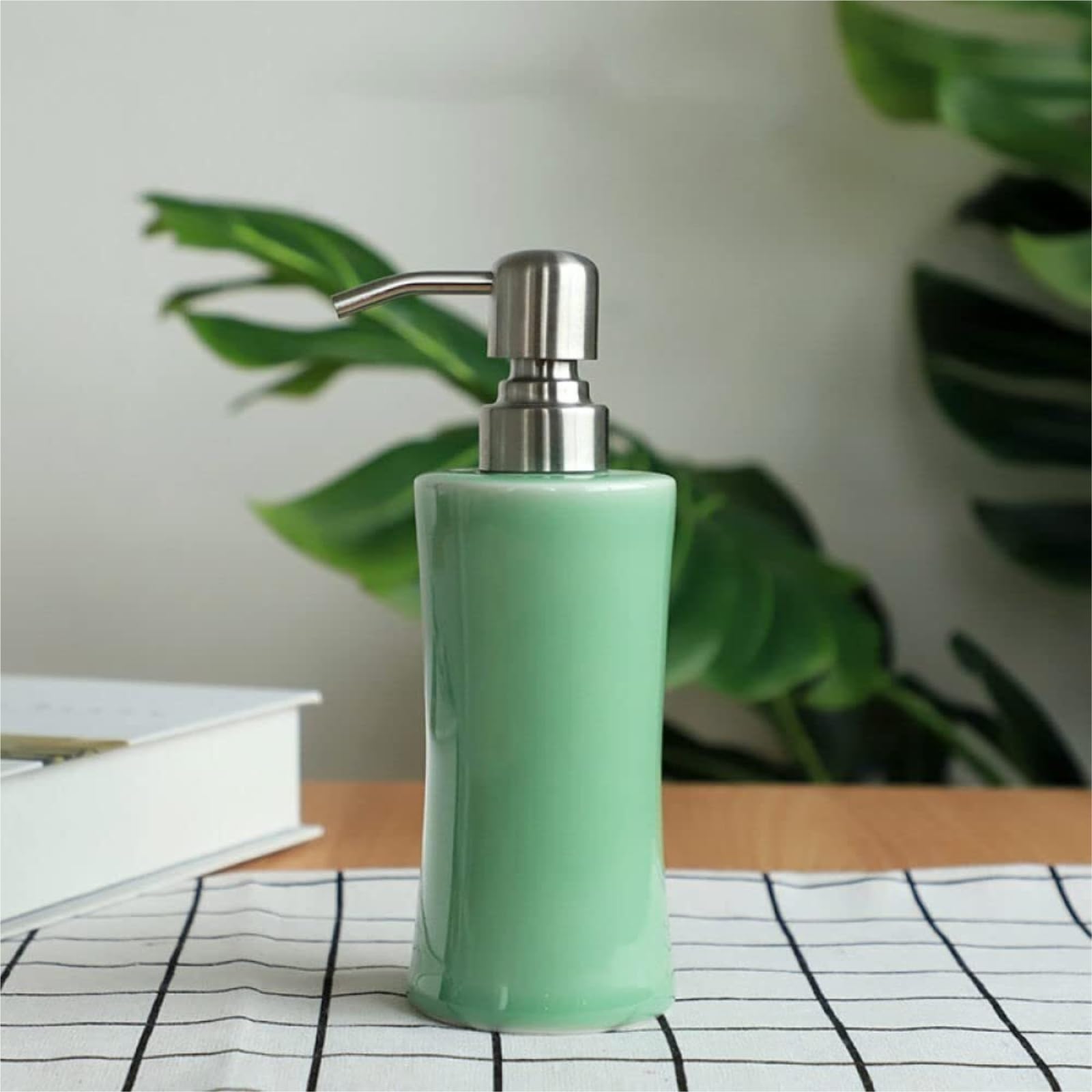 Seifenspender Spülmittelspender Vintage Seladon Keramik Geschirr Seifenspender Dekoration Mit Pumpe Leere Pumpflasche(Blue)