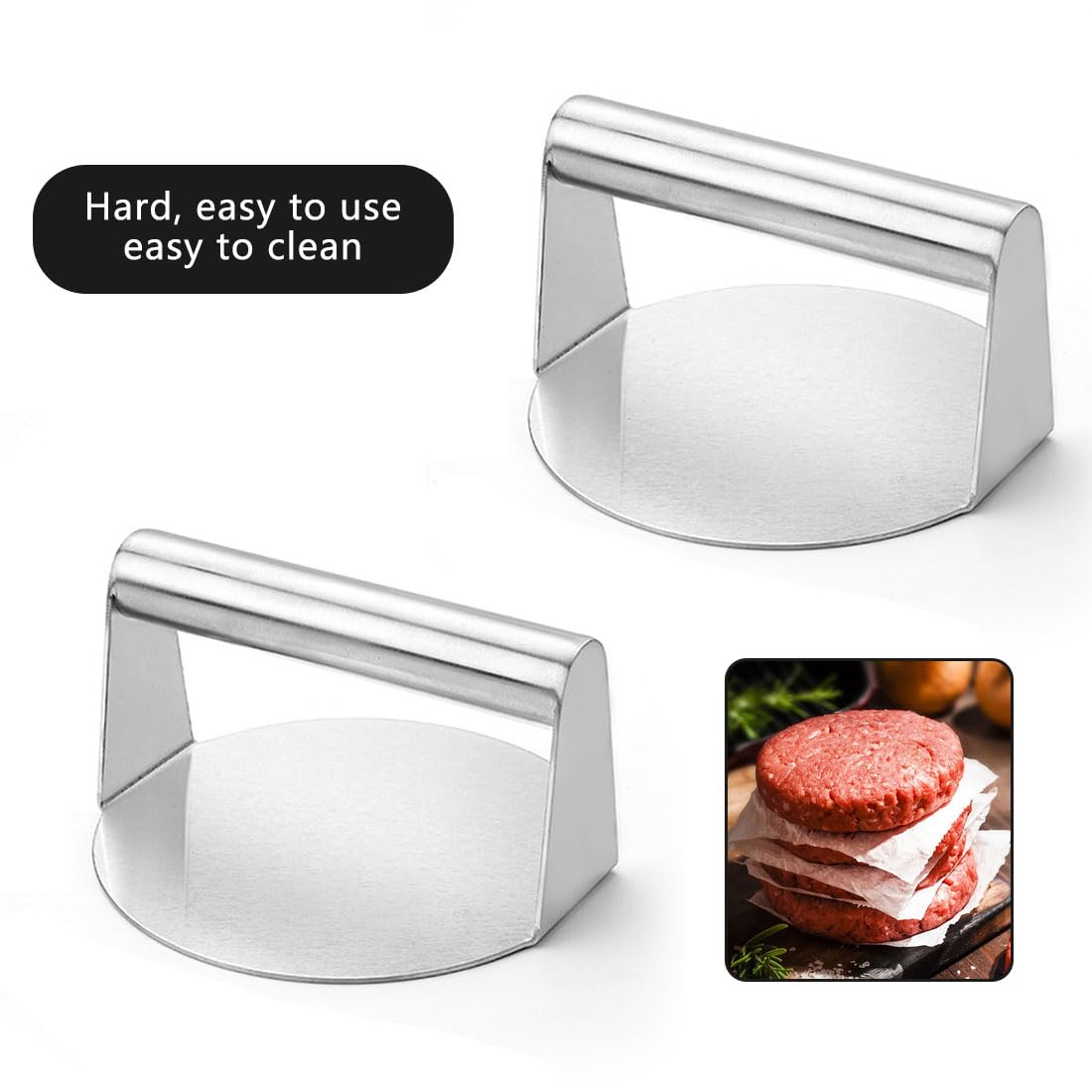 Stainless Steel Burger Press,Smash Burger Press,5.51-Inch,Heavy-Duty,Round Hamburger Patty Maker Mold,Perfect for Flat Top Griddle Grill Cooking Steak - Image 3