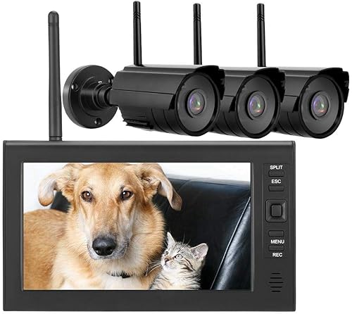 ALREMO HUANGXING - Sistema de cámara de seguridad inalámbrica, LCD de 7 pulgadas, fácil de instalar WiFi (estándar europeo (110 240 V))